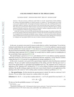 A second moment proof of the spread lemma