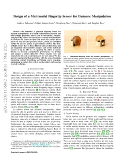 Design of a Multimodal Fingertip Sensor for Dynamic Manipulation