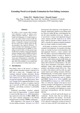 Extending Word-Level Quality Estimation for Post-Editing Assistance