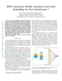 IDEA: Interactive DoublE Attentions from Label Embedding for Text
  Classification