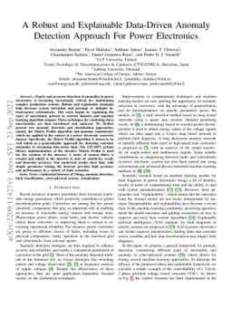 A Robust and Explainable Data-Driven Anomaly Detection Approach For
  Power Electronics