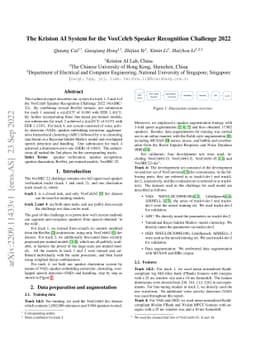 The Kriston AI System for the VoxCeleb Speaker Recognition Challenge
  2022