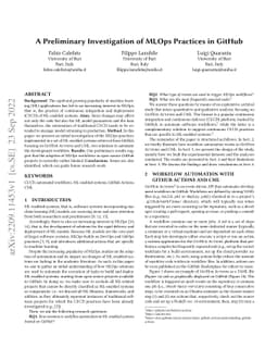 A Preliminary Investigation of MLOps Practices in GitHub