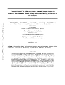 Comparison of synthetic dataset generation methods for medical
  intervention rooms using medical clothing detection as an example