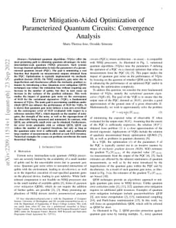 Error Mitigation-Aided Optimization of Parameterized Quantum Circuits:
  Convergence Analysis
