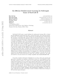 On Efficient Reinforcement Learning for Full-length Game of StarCraft II