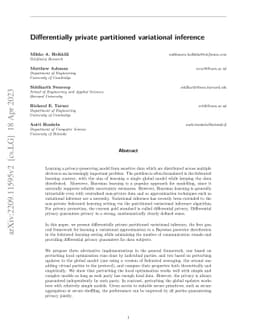 Differentially private partitioned variational inference