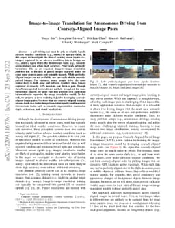 Image-to-Image Translation for Autonomous Driving from Coarsely-Aligned
  Image Pairs