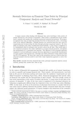 Anomaly Detection on Financial Time Series by Principal Component
  Analysis and Neural Networks
