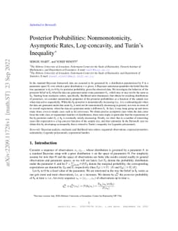 Posterior Probabilities: Nonmonotonicity, Asymptotic Rates,
  Log-Concavity, and Turán's Inequality