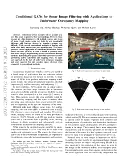Conditional GANs for Sonar Image Filtering with Applications to
  Underwater Occupancy Mapping