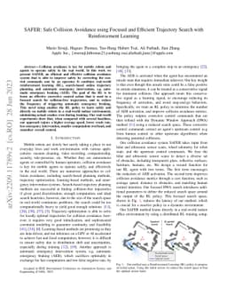 SAFER: Safe Collision Avoidance using Focused and Efficient Trajectory
  Search with Reinforcement Learning