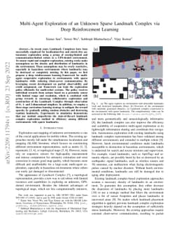 Multi-Agent Exploration of an Unknown Sparse Landmark Complex via Deep
  Reinforcement Learning