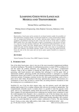 Learning Chess With Language Models and Transformers