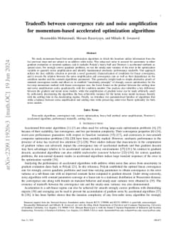 Tradeoffs between convergence rate and noise amplification for
  momentum-based accelerated optimization algorithms