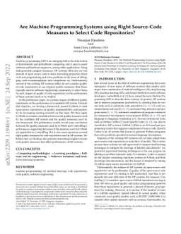 Are Machine Programming Systems using Right Source-Code Measures to
  Select Code Repositories?