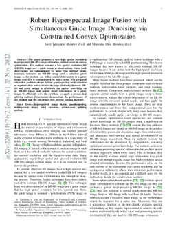 Robust Hyperspectral Image Fusion with Simultaneous Guide Image
  Denoising via Constrained Convex Optimization