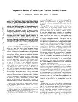 Cooperative Tuning of Multi-Agent Optimal Control Systems