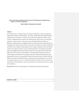 Energy-Environment evaluation and Forecast of a Novel Regenerative
  turboshaft engine combine cycle with DNN application