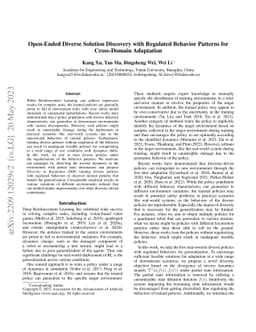 Open-Ended Diverse Solution Discovery with Regulated Behavior Patterns
  for Cross-Domain Adaptation