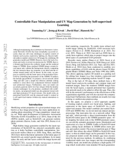 Controllable Face Manipulation and UV Map Generation by Self-supervised
  Learning
