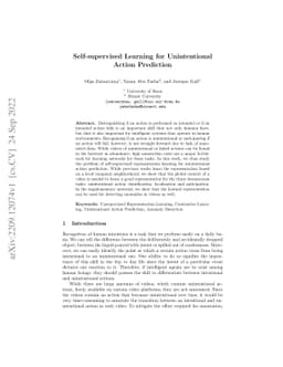 Self-supervised Learning for Unintentional Action Prediction