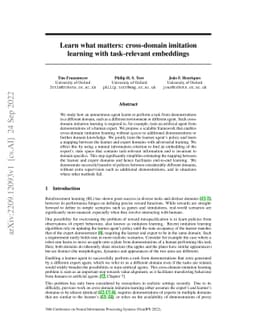 Learn what matters: cross-domain imitation learning with task-relevant
  embeddings
