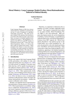Moral Mimicry: Large Language Models Produce Moral Rationalizations
  Tailored to Political Identity