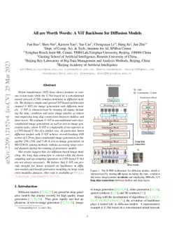 All are Worth Words: A ViT Backbone for Diffusion Models