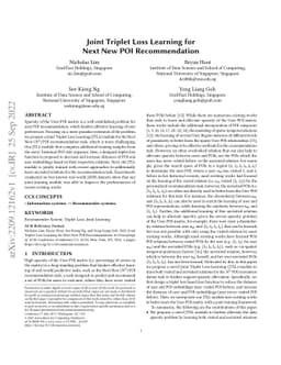 Joint Triplet Loss Learning for Next New POI Recommendation