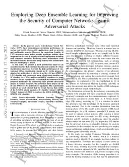 Employing Deep Ensemble Learning for Improving the Security of Computer
  Networks against Adversarial Attacks