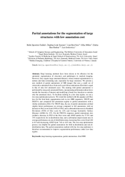Partial annotations for the segmentation of large structures with low
  annotation cost