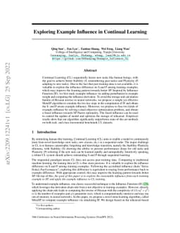 Exploring Example Influence in Continual Learning