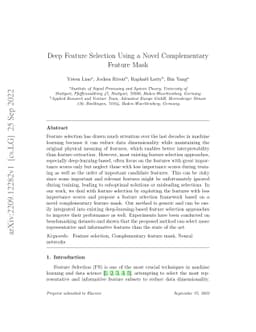 Deep Feature Selection Using a Novel Complementary Feature Mask