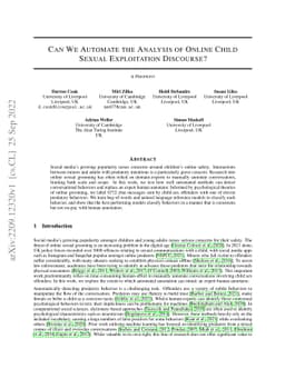 Can We Automate the Analysis of Online Child Sexual Exploitation
  Discourse?