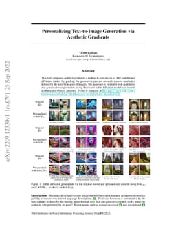 Personalizing Text-to-Image Generation via Aesthetic Gradients