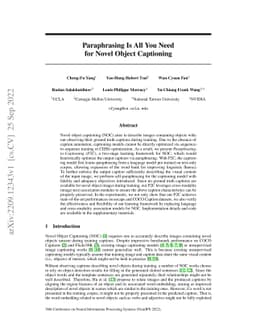 Paraphrasing Is All You Need for Novel Object Captioning