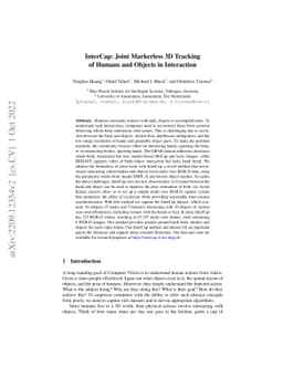 InterCap: Joint Markerless 3D Tracking of Humans and Objects in
  Interaction