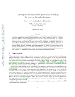 Convergence of score-based generative modeling for general data
  distributions