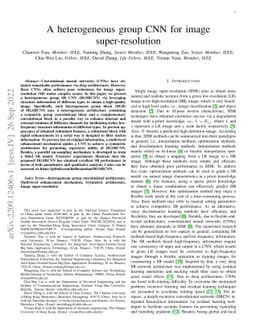 A heterogeneous group CNN for image super-resolution