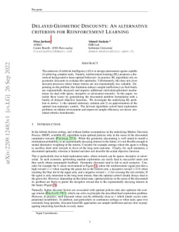 Delayed Geometric Discounts: An Alternative Criterion for Reinforcement
  Learning