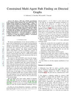 Constrained Multi-Agent Path Finding on Directed Graphs