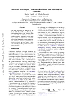 End-to-end Multilingual Coreference Resolution with Mention Head
  Prediction