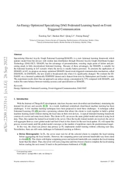 An Energy Optimized Specializing DAG Federated Learning based on Event
  Triggered Communication