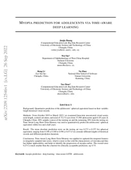 Myopia prediction for adolescents via time-aware deep learning