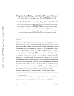 Deep Manifold Hashing: A Divide-and-Conquer Approach for Semi-Paired
  Unsupervised Cross-Modal Retrieval
