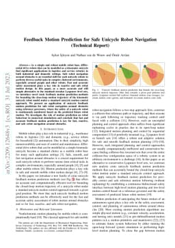 Feedback Motion Prediction for Safe Unicycle Robot Navigation