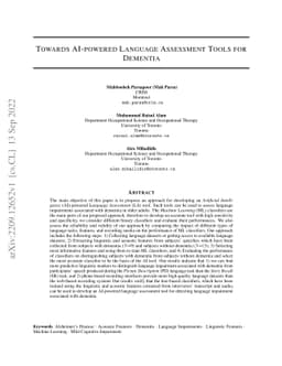 AI-powered Language Assessment Tools for Dementia