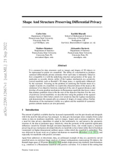 Shape And Structure Preserving Differential Privacy