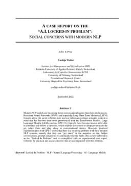 A Case Report On The "A.I. Locked-In Problem": social concerns with
  modern NLP